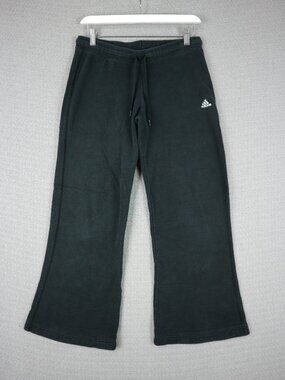 Adidas Mid Rise Boot Flare Cotton Sweat Pants Black Womens XS